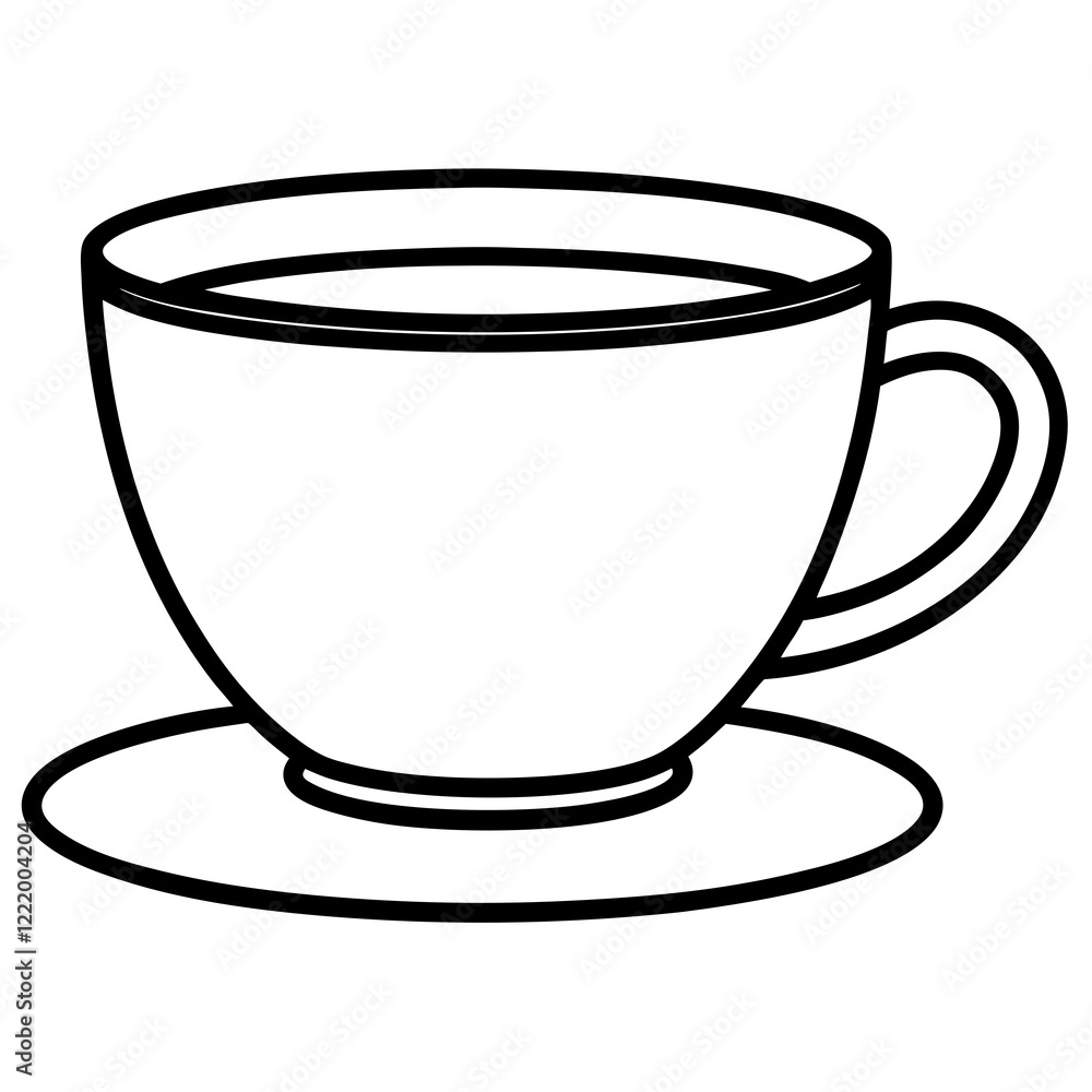 Simple Tea Cup Linework Art Simple Tea Cup Linework Art