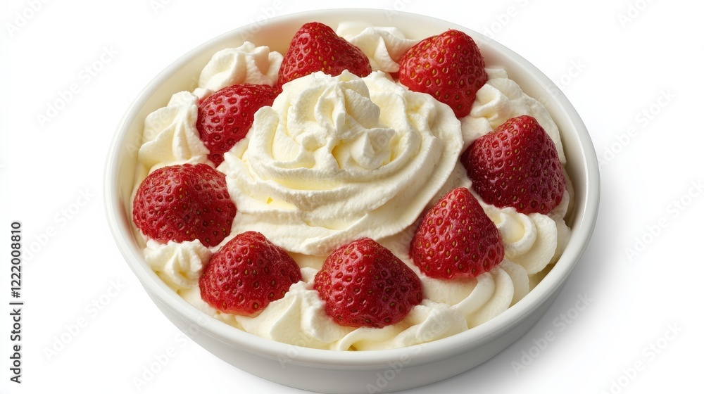 Fresh Strawberries with Cream on White Background Fresh Strawberries with Cream on White Background