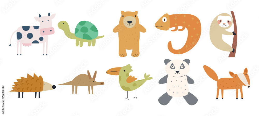 Fototapeta premium bundle set Animal Cute. vector illustration