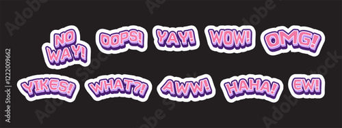 bundle set sticker reaction. vector illustration