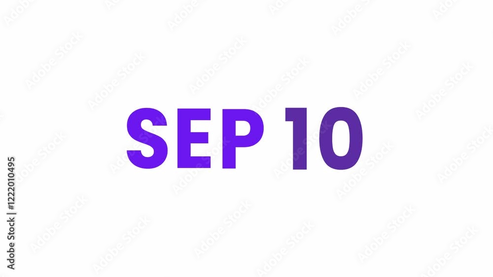 10th September calendar icon animation. Alpha matte with transparent background 4K resolution. 10th September calendar icon animation. Alpha matte with transparent background 4K resolution.