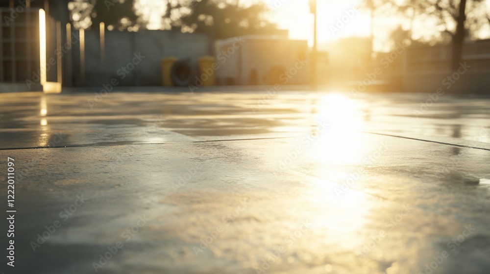 Sunset Glow on Wet Pavement Sunset Glow on Wet Pavement