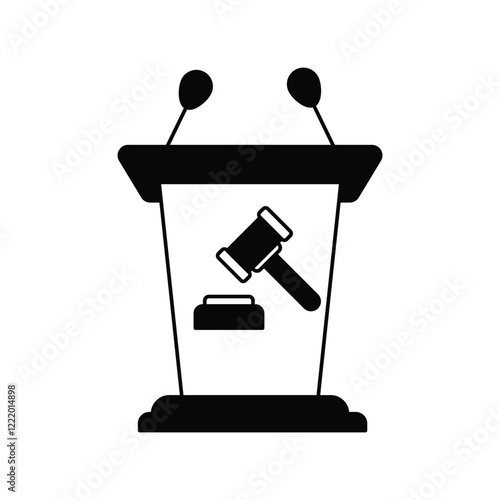 Tribune glyph  icon with white background vector stock illustration