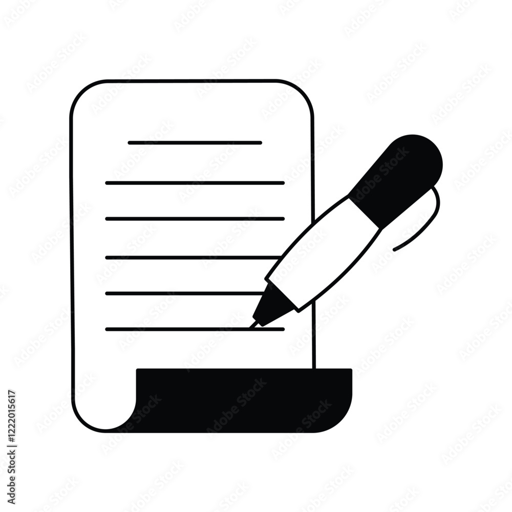 Writing glyph icon with white background vector stock illustration Writing glyph icon with white background vector stock illustration