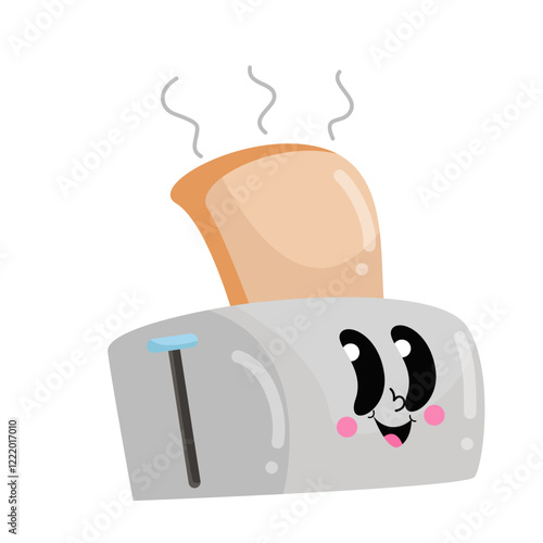 a toaster with a face sticking out of it