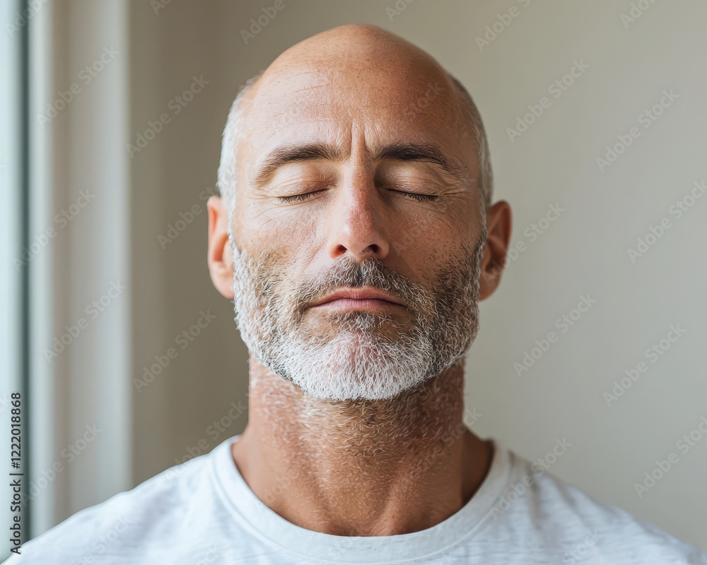 Fototapeta premium Inner Peace Expression Emotional Calmness in a Serene Setting Close-Up View