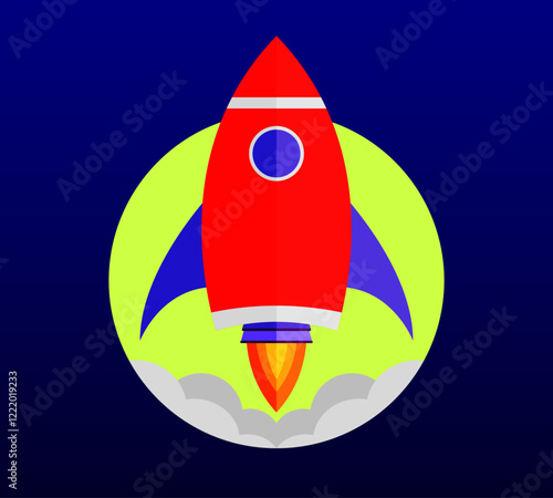 flat design rocket icon with attractive colors