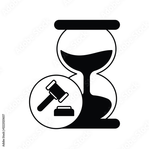 Hourglass  glyph  icon with white background vector stock illustration
