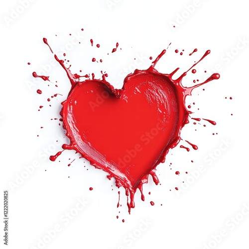 A vivid and artistic heart shape made of vibrant red paint, symbolizing love and creativity in a dynamic form.