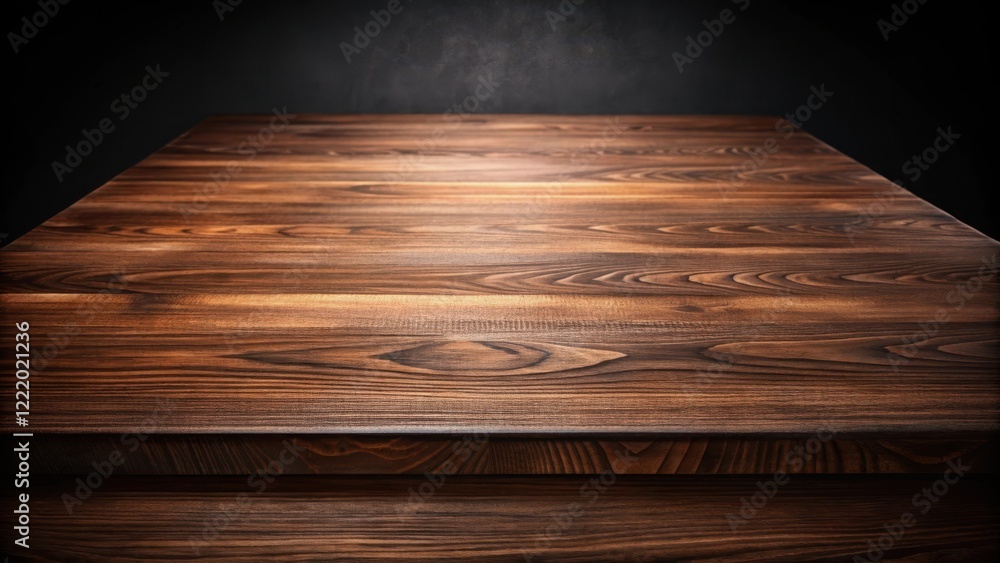 Dark Wooden Tabletop with Rich Grain Texture and Smooth Surface Dark Wooden Tabletop with Rich Grain Texture and Smooth Surface