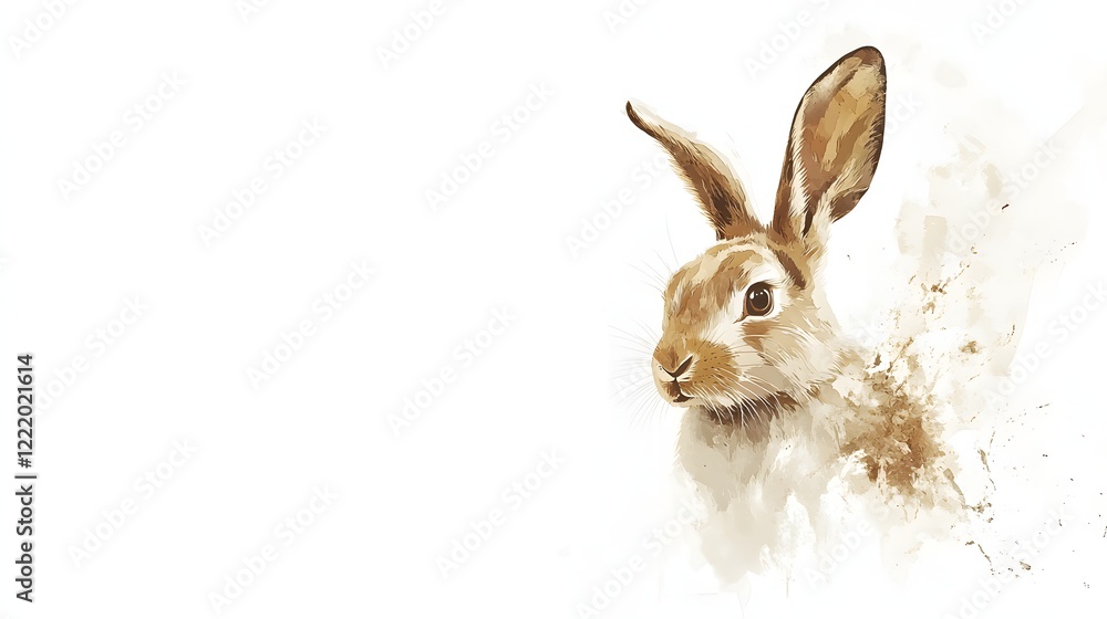Obraz premium A Watercolor Portrait of a Brown Hare