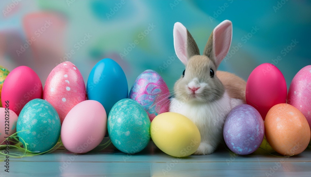 Easter bunny with colorful eggs Easter bunny with colorful eggs