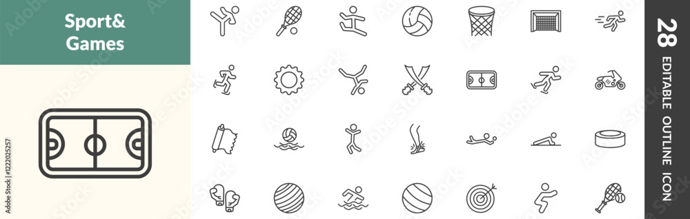 outline sport and game icons set. editable linear taekwondo, squash, dancer motion, and other 25 icons in this category isolated on transparent background. outline sport and game icons set. editable linear taekwondo, squash, dancer motion, and other 25 icons in this category isolated on transparent background.