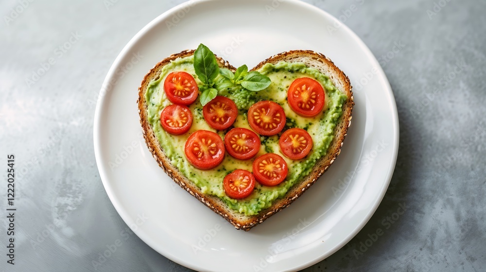 Breakfast on Valentine's Day with heart-shaped sandwich on white plate. food presentation, heart-shaped design, love concept, romantic morning. Love. Care. Breakfast preparation. Breakfast on Valentine's Day with heart-shaped sandwich on white plate. food presentation, heart-shaped design, love concept, romantic morning. Love. Care. Breakfast preparation.