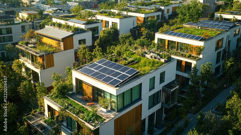 Fototapeta premium Urban Sustainability Advocate Rooftop Garden Concept for Cities