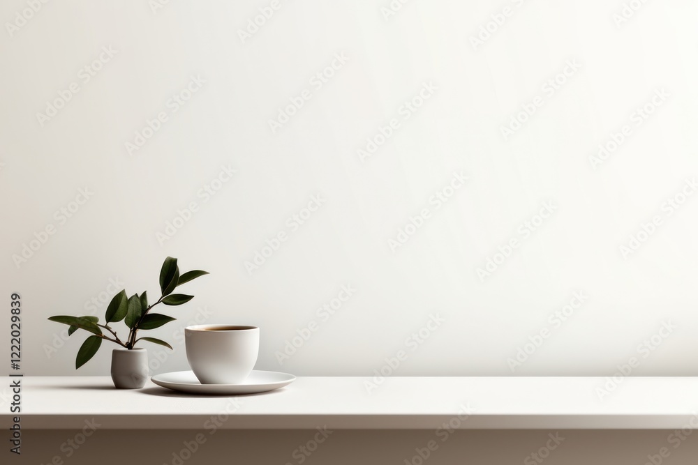 Fototapeta premium Cafe plant white cup.