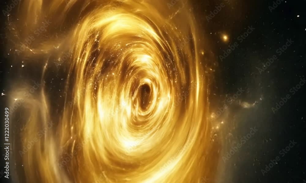 Golden Spiral Galaxy in Dark Space Background Golden Spiral Galaxy in Dark Space Background