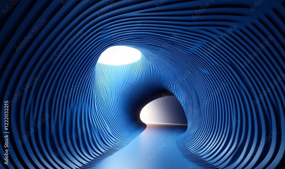 Naklejka premium Abstract blue lines, geometric design, 3d render, Generative AI