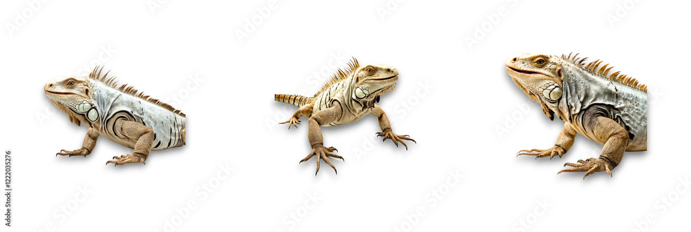 Fototapeta premium Iguana on transparent background, showcasing an isolated reptile object