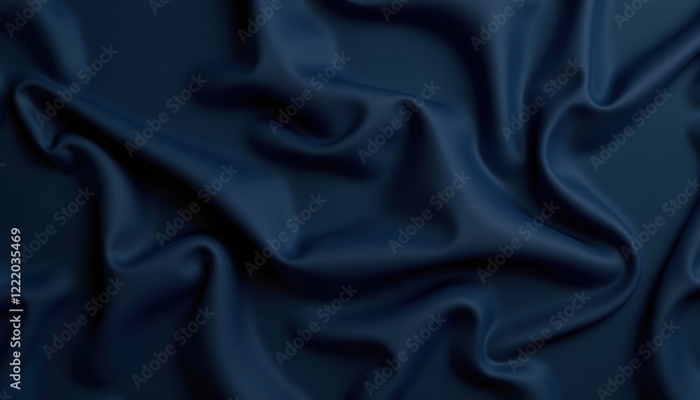 Obraz premium Draped dark blue fabric with soft folds and subtle highlights. Luxurious texture and elegant design.
