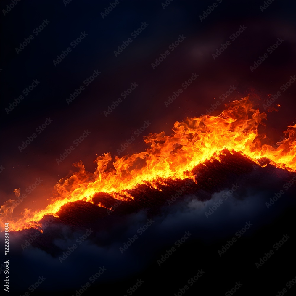 custom made wallpaper toronto digitalDramatic Flames Rising Against a Dark Sky at Night