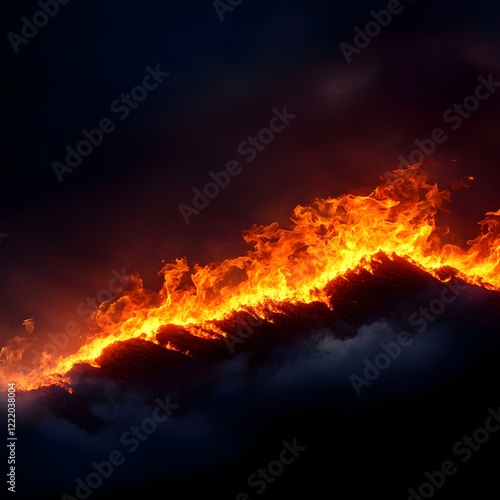 Wallpaper Mural Dramatic Flames Rising Against a Dark Sky at Night Torontodigital.ca