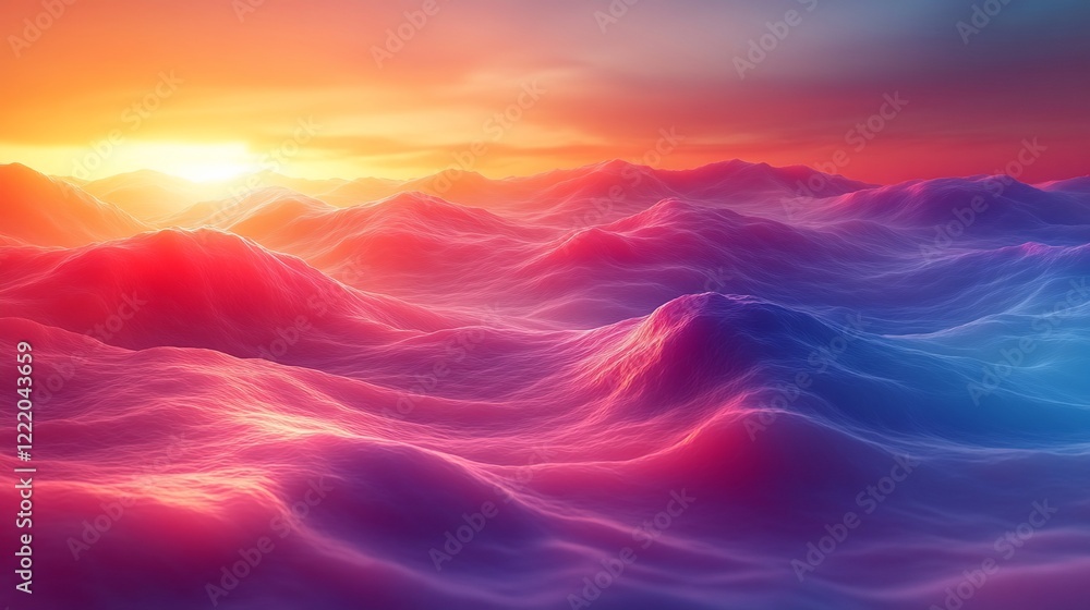 Vibrant Sunset over Dreamlike Mountains Vibrant Sunset over Dreamlike Mountains