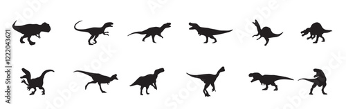 Set dinosaur silhouette collection
