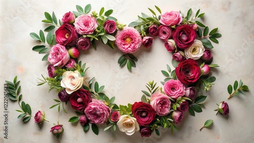 Romantic Floral Heart Arrangement of Pink and Burgundy Blooms
