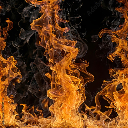 Abstract fire background with flames sparks