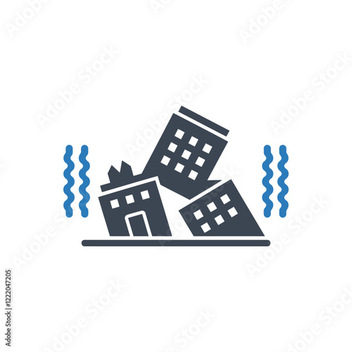 Shaking Buildings Earthquake Icon