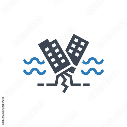Cracked Buildings Earthquake Icon