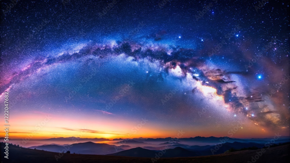 Fototapeta premium Panoramic Night Sky: Clean Gradient Colors, Stunning Night Photography