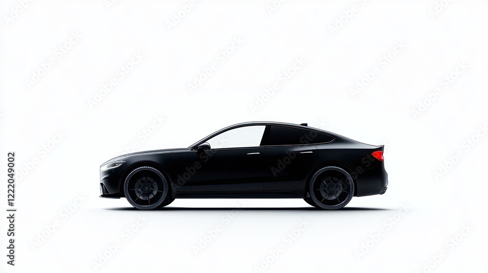 Sleek Black Coupe on White Background Sleek Black Coupe on White Background