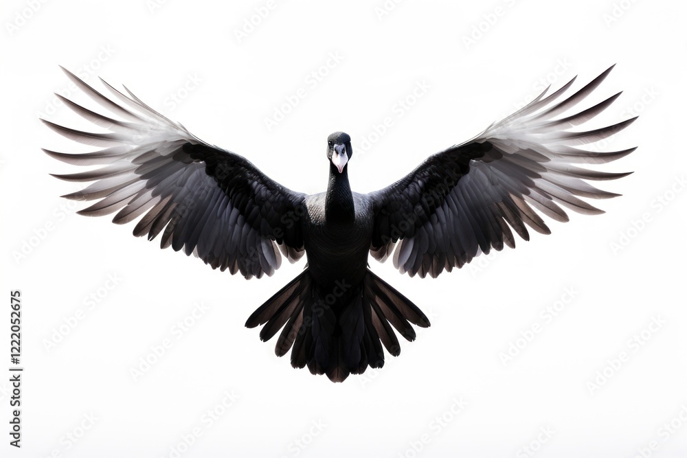Naklejka premium Black swan flying vulture animal.