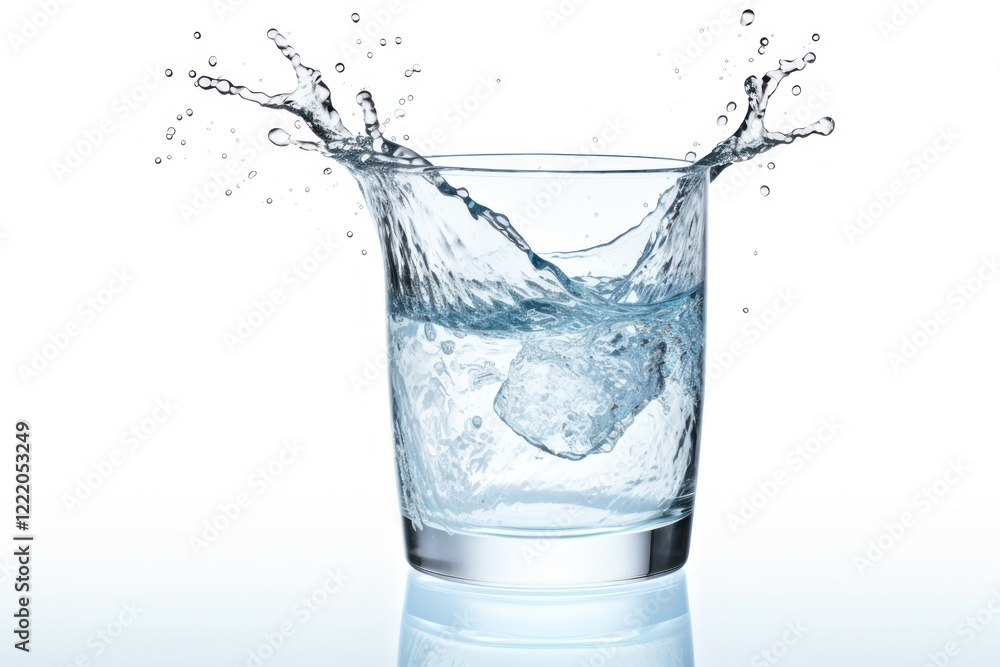 Water splash glass white background refreshment. Water splash glass white background refreshment.