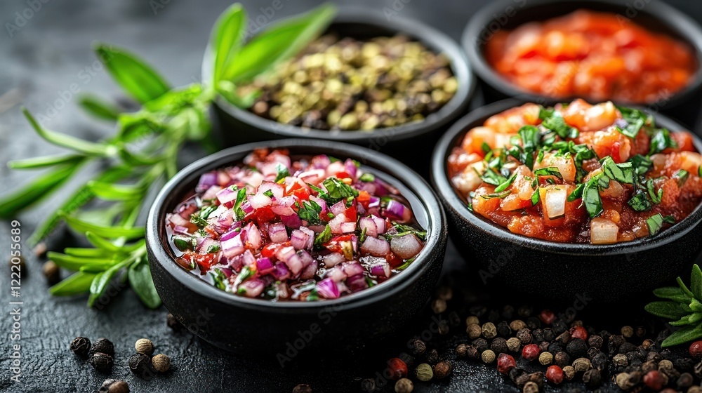 Aromatic Culinary Delights: A Close-Up of Vibrant Sauces and Spices Aromatic Culinary Delights: A Close-Up of Vibrant Sauces and Spices