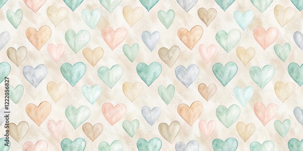 custom made wallpaper toronto digitalPastel Watercolor Heart Pattern Background for Design Projects