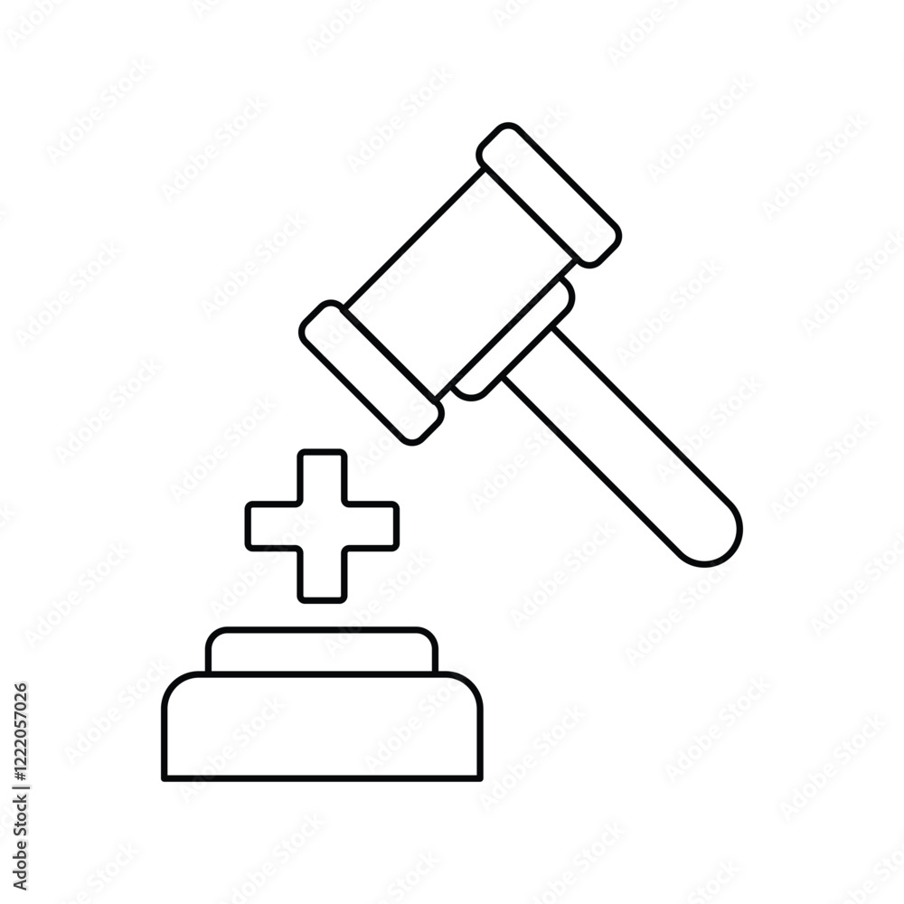 Health Law line icon with white background vector stock illustration Health Law line icon with white background vector stock illustration