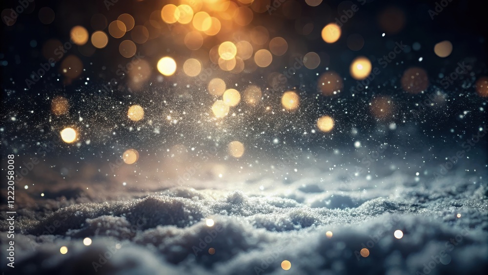 Obraz premium Enchanted Winter Night Scene with Sparkling Lights and Falling Snow