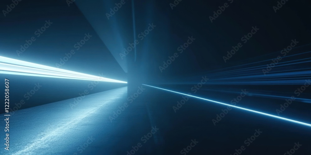 Abstract blue light streaks in dark tunnel. Abstract blue light streaks in dark tunnel.