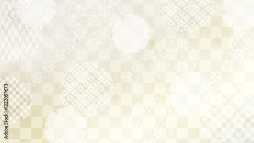 Japanese background: off-white checkered pattern with snowflake pattern