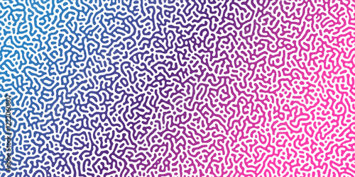 Abstract Reaction-diffusion Turing pattern natural texture purple and pink gradient color scheme. Linear design with biological algorithm psychedelic background. Reaction-diffusion or truing patter