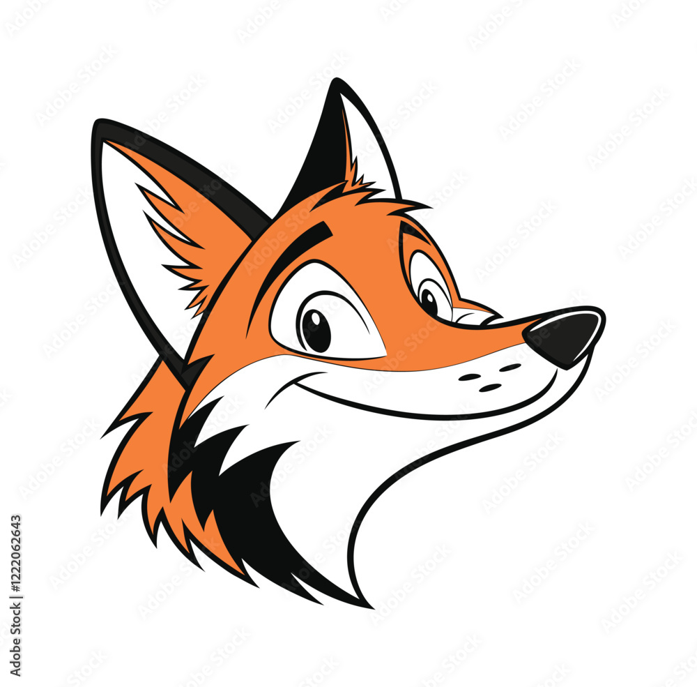 Fototapeta premium red fox head. red fox cartoon. red fox illustration
