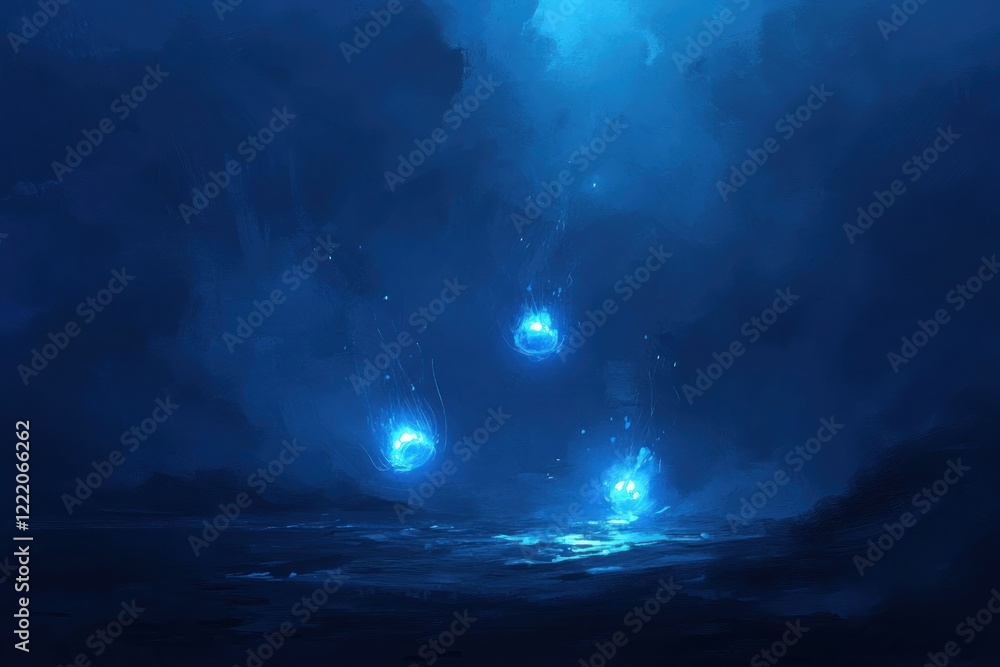 Fototapeta premium Blue Jellyfish Swarm