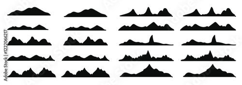 Mountains silhouettes with illustration style doodle Vector