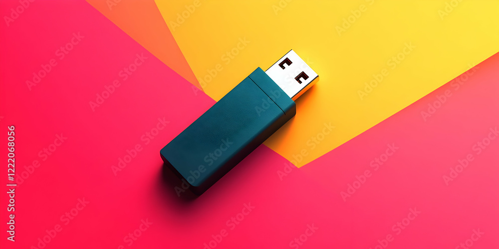 3D Render USB Drive on Colorful Background 3D Render USB Drive on Colorful Background