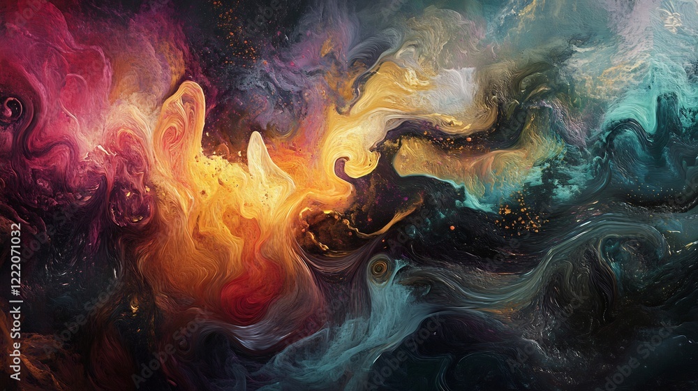 Fototapeta premium Abstract Cosmic Nebula: A Symphony of Colors and Swirls