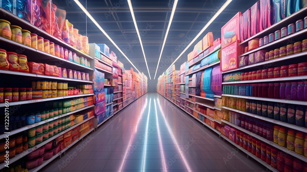 A vibrant and fully supermarket aisle showcasing a wide variety of colorful canned food options creating an abundance of choices for the discerning consumer A vibrant and fully supermarket aisle showcasing a wide variety of colorful canned food options creating an abundance of choices for the discerning consumer