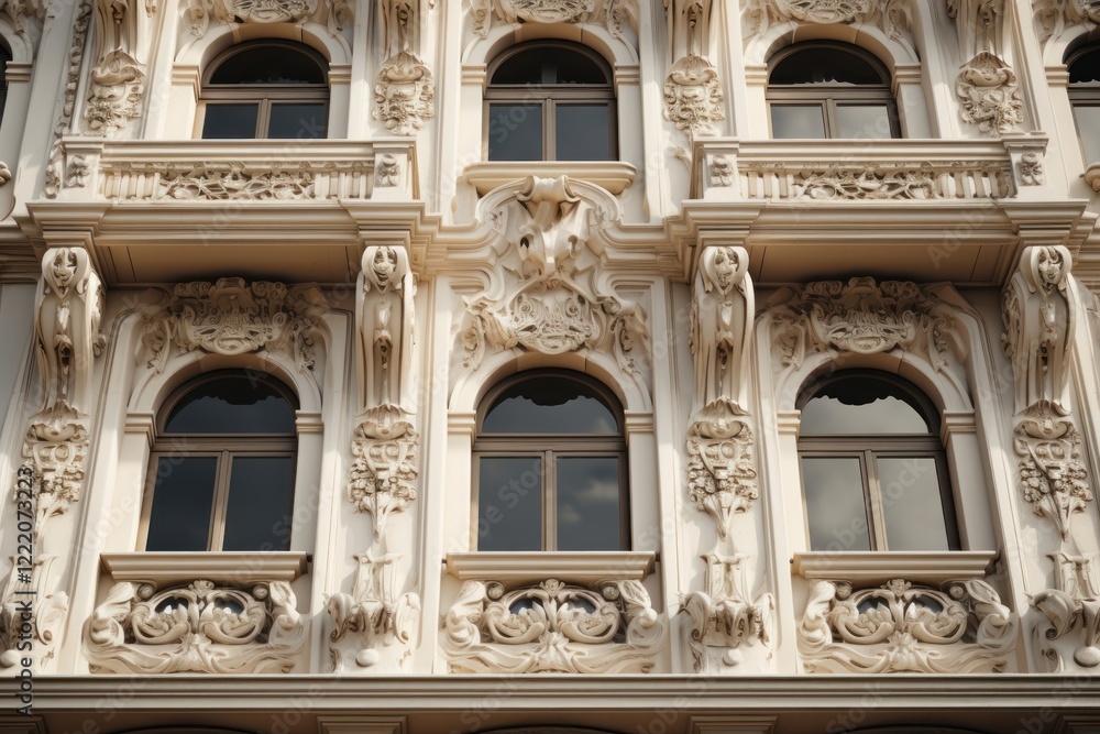 Obraz premium Beaux art building facade architecture window city.